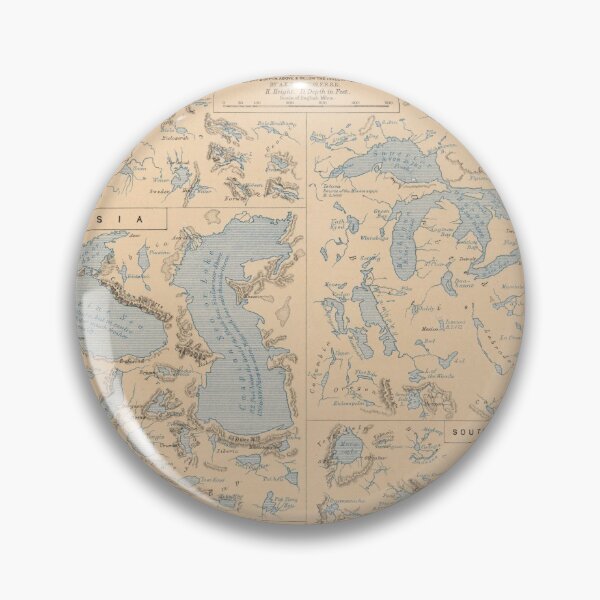 Item preview, Old Lakes of The World Map (1852) Vintage Global Bodies of Water Atlas designed and sold by BravuraMedia.