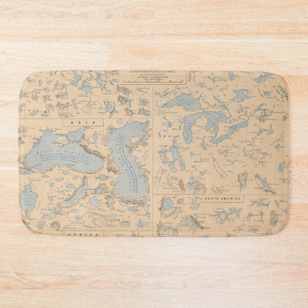 Item preview, Old Lakes of The World Map (1852) Vintage Global Bodies of Water Atlas designed and sold by BravuraMedia.