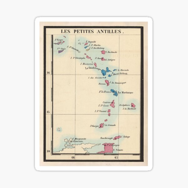 Aperçu de l'œuvre Carte ancienne des Petites Antilles (1844) Atlas vintage des îles des Caraïbes et des Antilles créée et vendue par BravuraMedia.