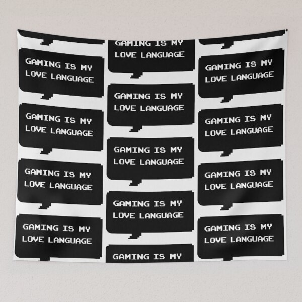 Item preview, Gaming is my love language funny retro arcade style Black and White speech bubble (Reverse Black and White) designed and sold by Deegital18.