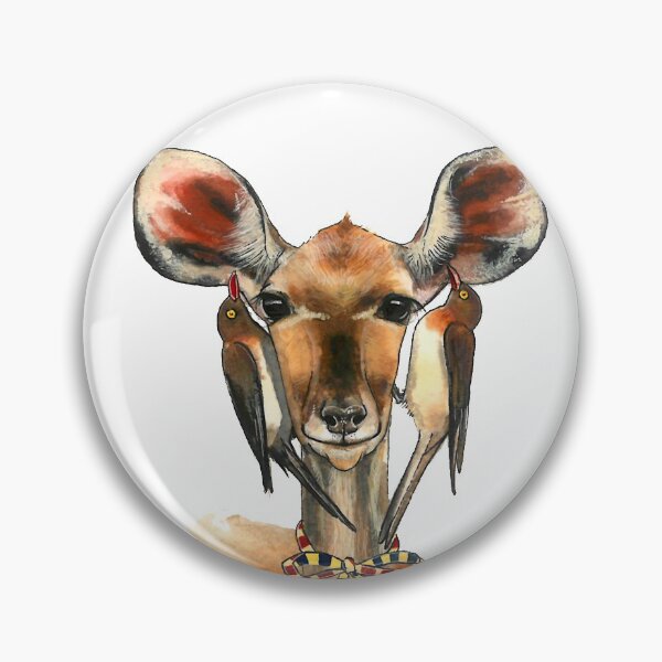Item preview, Watercolor Kudu deer with oxpecker bird earrings designed and sold by CarolineJordaan.