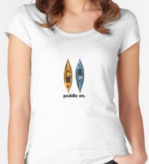 Kayak Design - with Paddle On text - blue and orange kayaks Women's Fitted Scoop T-Shirt