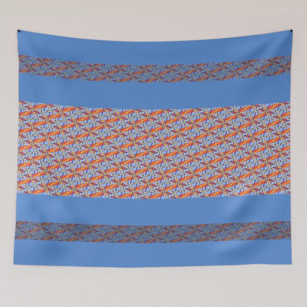 Artikelvorschau, Handgefertigtes Musterdesign Orange auf Blau entworfen und verkauft von CyberArt Designers.