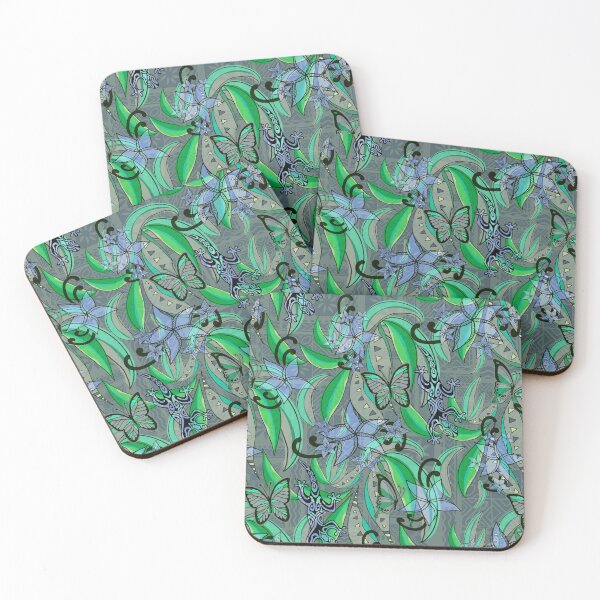 Item preview,  Polynesian Vintage Green Jungle Gecko And Butterflies Tribal Abstract  designed and sold by sunnthreads.