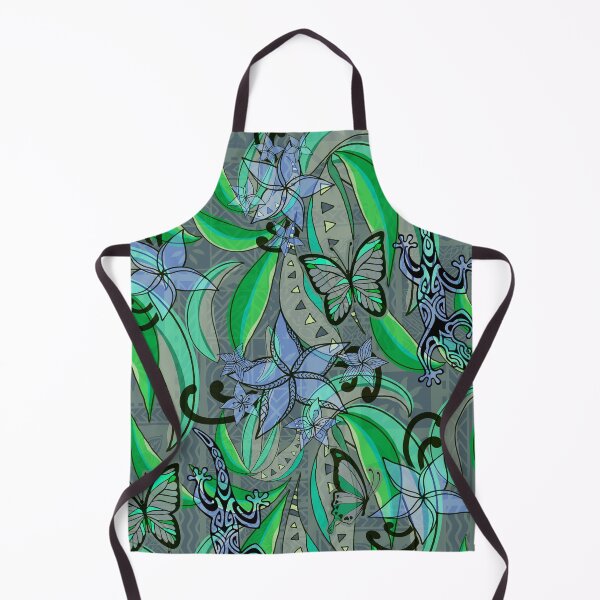 Item preview, Polynesian Vintage Green Jungle Gecko And Butterflies Tribal Abstract designed and sold by sunnthreads.