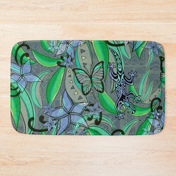 Item preview,  Polynesian Vintage Green Jungle Gecko And Butterflies Tribal Abstract  designed and sold by sunnthreads.