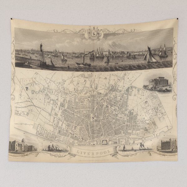 Item preview, Old Liverpool England Map (1851) Vintage UK City & Street Atlas designed and sold by BravuraMedia.