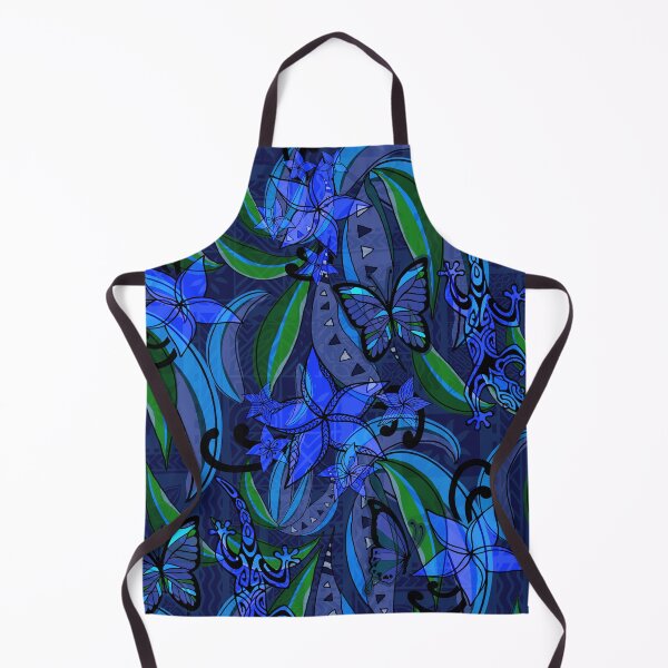 Item preview, Polynesian Vintage Midnight Blue Jungle Gecko And Butterflies Tribal Abstract designed and sold by sunnthreads.
