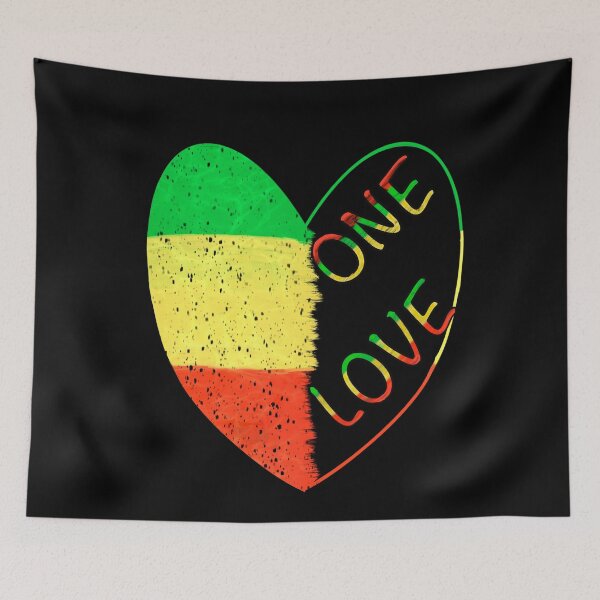 Item preview, Rasta Reggae Jamaica - love heart “Reggae music” Jamaican Rastafarian colours Colors distressed pattern designed and sold by Artonmytee.