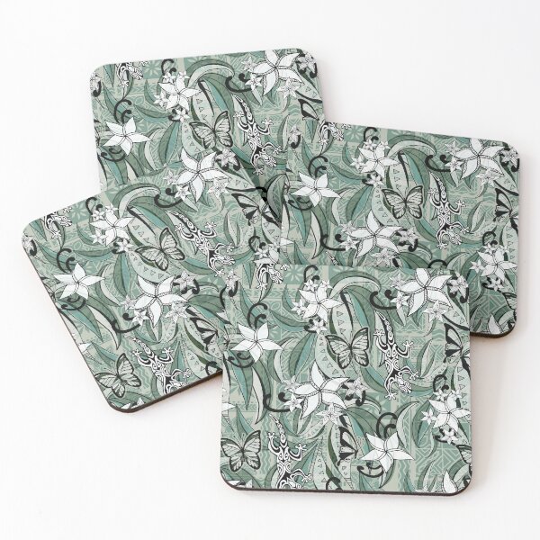 Item preview, Polynesian Vintage Tapa Jungle Gecko And Butterflies Tribal Abstract  designed and sold by sunnthreads.