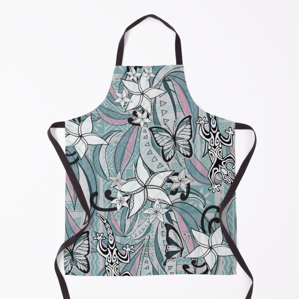 Item preview, Polynesian Vintage Light Teal Gecko And Butterflies Tribal Abstract designed and sold by sunnthreads.