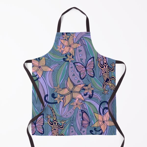Item preview, Polynesian Vintage Coral And Ocean Jungle Gecko And Butterflies Tribal Abstract designed and sold by sunnthreads.