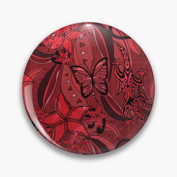 Item preview, Polynesian Vintage Lava Red Jungle Gecko And Butterflies Tribal Abstract  designed and sold by sunnthreads.