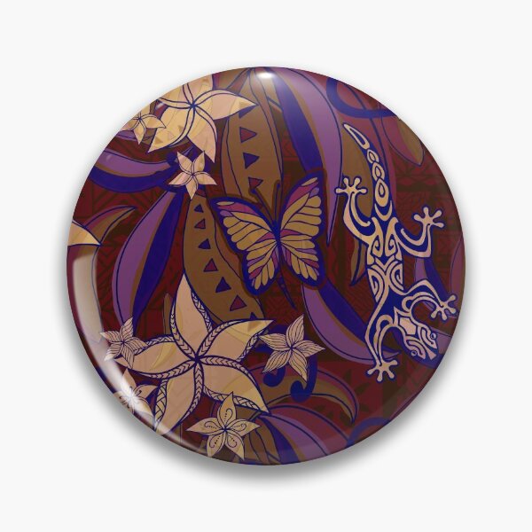 Item preview, Polynesian Vintage Lava Red And Coral Jungle Gecko And Butterflies Tribal Abstract  designed and sold by sunnthreads.