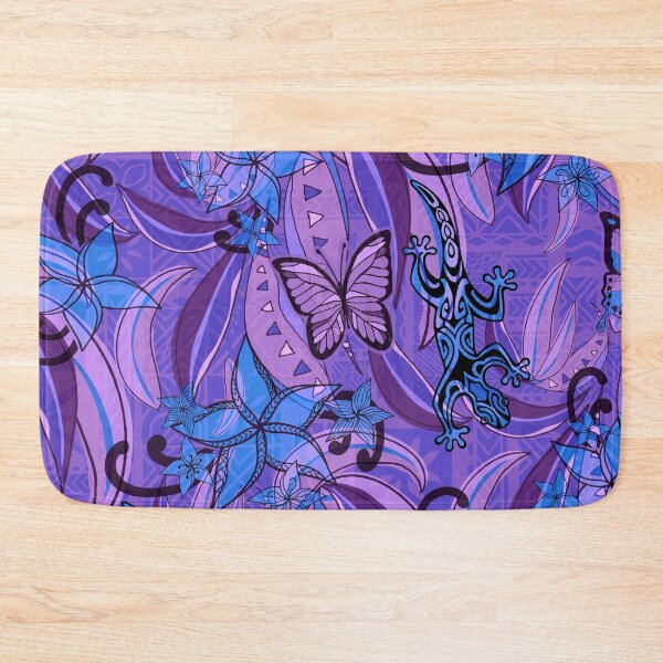 Item preview, Polynesian Vintage Violet Skies Jungle Gecko And Butterflies Tribal Abstract  designed and sold by sunnthreads.