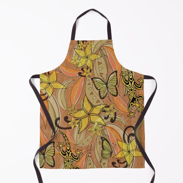 Item preview, Polynesian Vintage Golden Citrus Sunset Jungle Gecko And Butterflies Tribal Abstract designed and sold by sunnthreads.