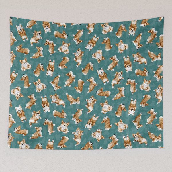 Item preview, Yoga Corgis - dog pattern, corgi, yoga pattern designed and sold by E-dri @ edridesigns.