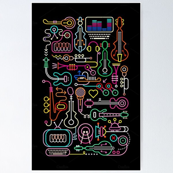 Item preview, Neon Music Collage designed and sold by KliMenta.