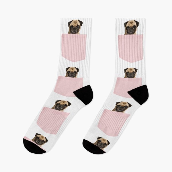 Item preview, Daisy Pug: Puppy Dog Sits In A Pink Pocket –  designed and sold by L.E. Wilson.
