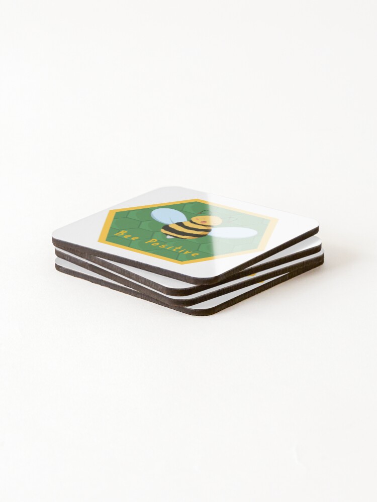 Thumbnail 4 of 5, Coasters (Set of 4), Bee Positive designed and sold by Inconsistento.