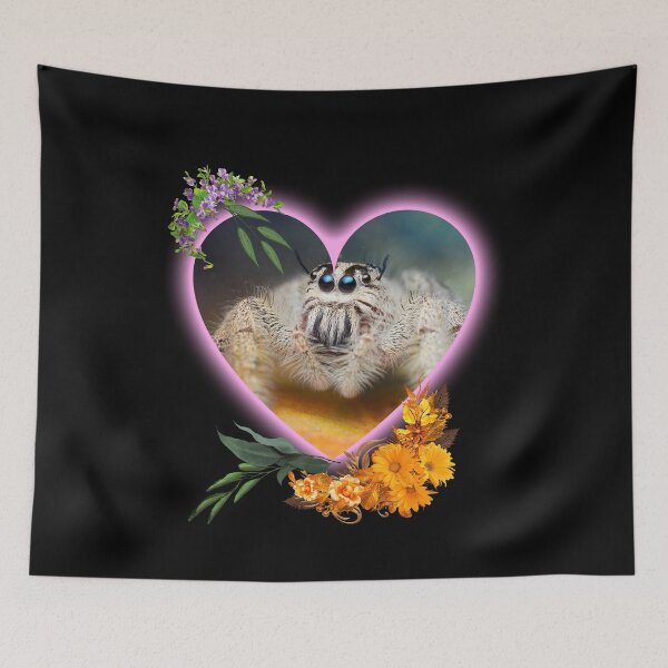 Item preview, Cute Jumping Spider In Flower Heart Frame Design designed and sold by EarthArtDesigns.