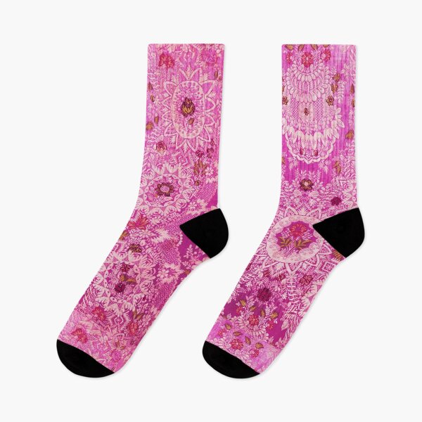Item preview, ANTIQUE FLORAL,WHITE LACE FLOWERS AND LEAVES IN PINK FUCHSIA GROUND designed and sold by BulganLumini.