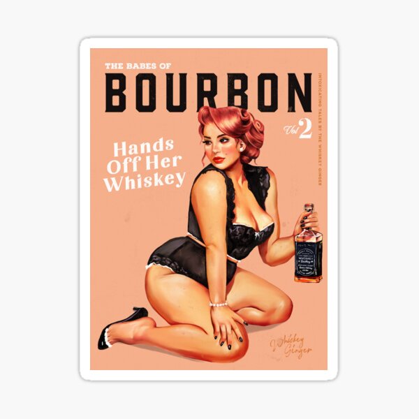 Item preview, "The Babes Of Bourbon: Hands Off Her Whiskey" Curvy Vintage Pinup Girl designed and sold by The Whiskey Ginger Design Shop.