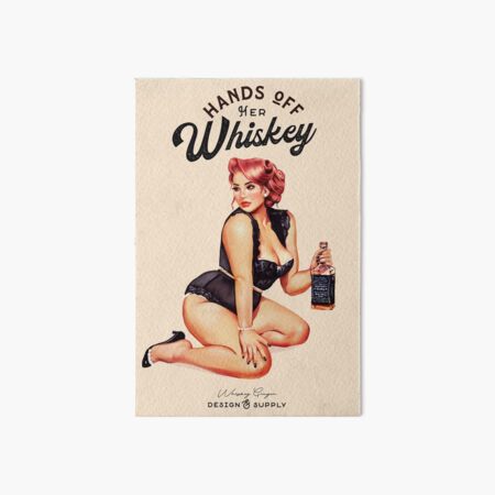 Item preview, "Hands Off Her Whiskey" Sexy Retro Pinup Girl  designed and sold by The Whiskey Ginger Design Shop.