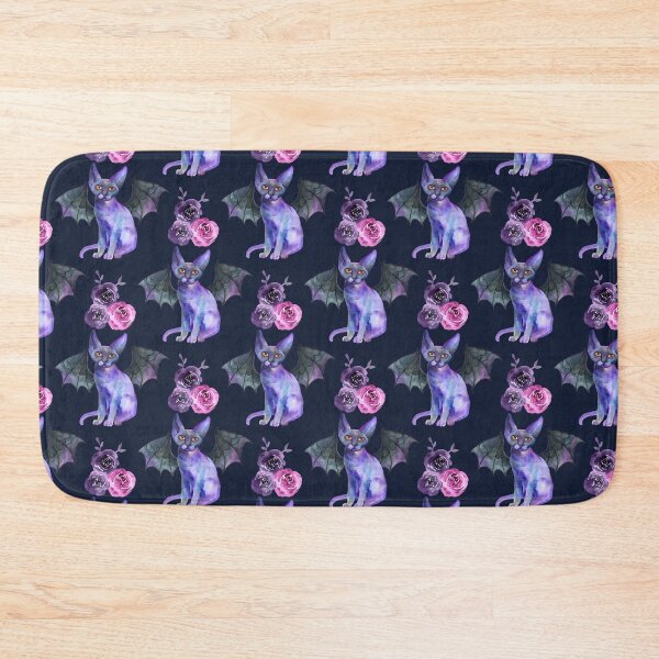 Item preview, Cute Halloween Pattern with spooky winged cat, and roses designed and sold by avalonmedia.