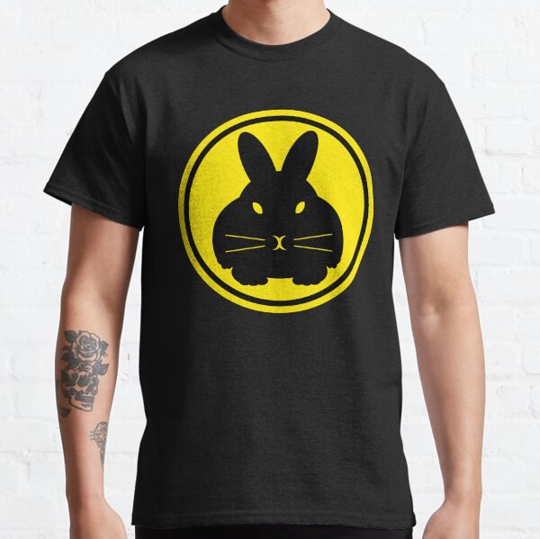Bunny Beacon rebbit silhouette in yellow circle Classic T-Shirt