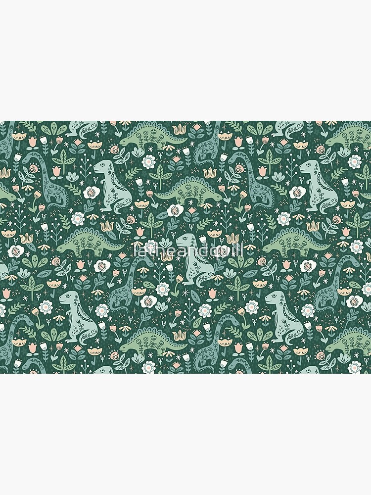 Thumbnail 3 of 3, Hardcover Journal, Folk Floral Dinosaur designed and sold by latheandquill.