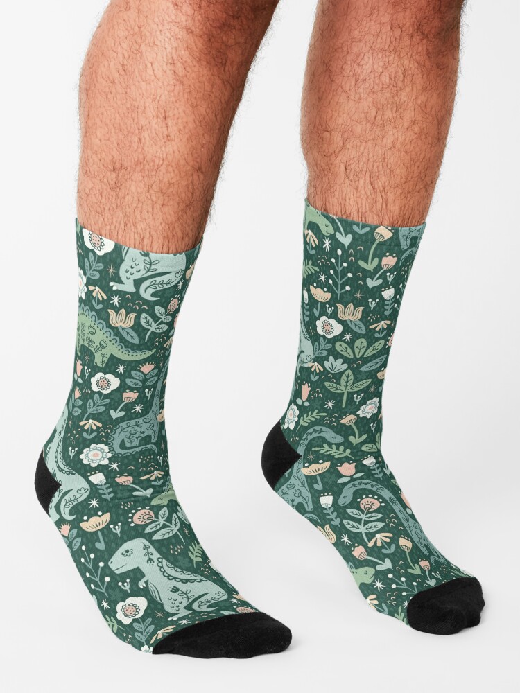 Alternate view of Folk Floral Dinosaur Socks