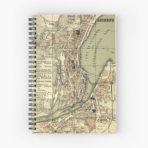 Item preview, Old Lucerne Switzerland Map (1887) Vintage Swiss City & Street Atlas designed and sold by BravuraMedia.