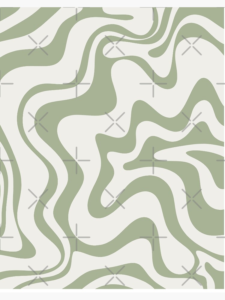 Liquid Swirl Retro Contemporary Abstract Pattern 2 in Sage Green