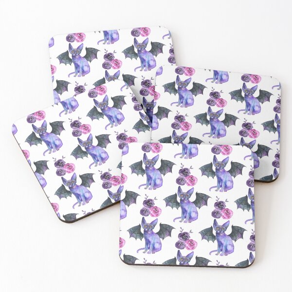 Item preview, Cute Halloween Pattern of Cats with Wings, on a White Background designed and sold by avalonmedia.