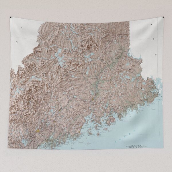 Item preview, Maine Relief Map (1977) The Pine Tree State Topographical Atlas designed and sold by BravuraMedia.