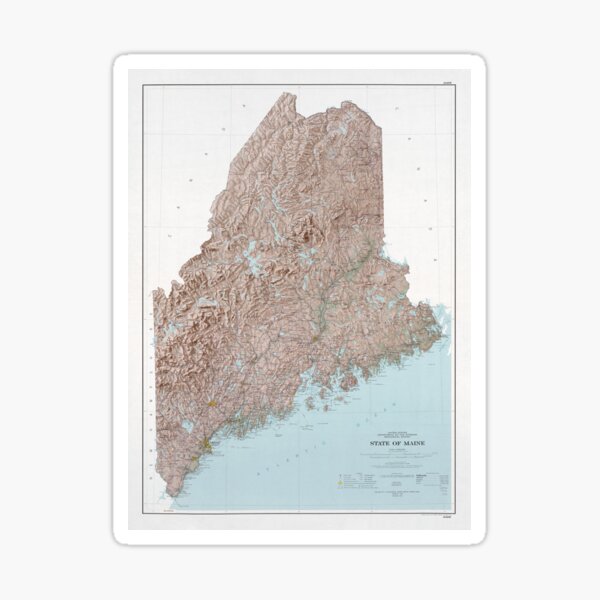 Maine Relief Map (1977) The Pine order Tree State Topographical Atlas Shower Curtains