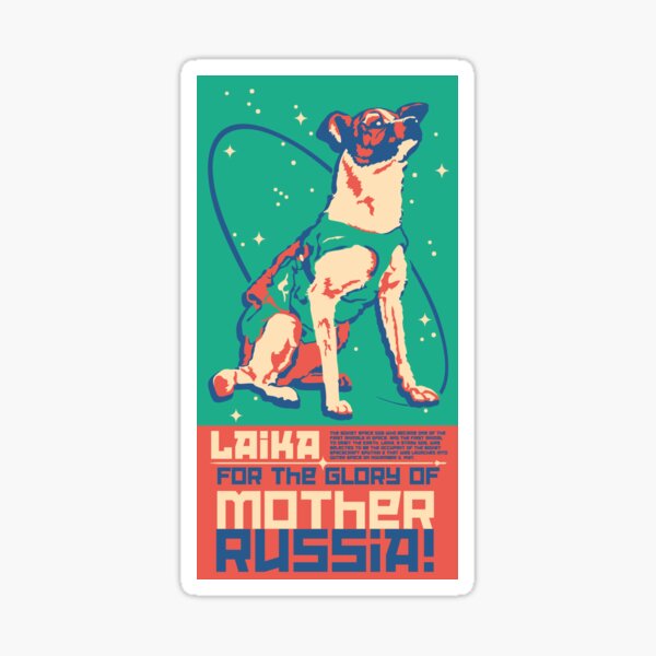 Artikel-Vorschau von Laika Space Dog Illustration Vektor Russische Propaganda Welpe Retro Vintage, designt und verkauft von takeoff.