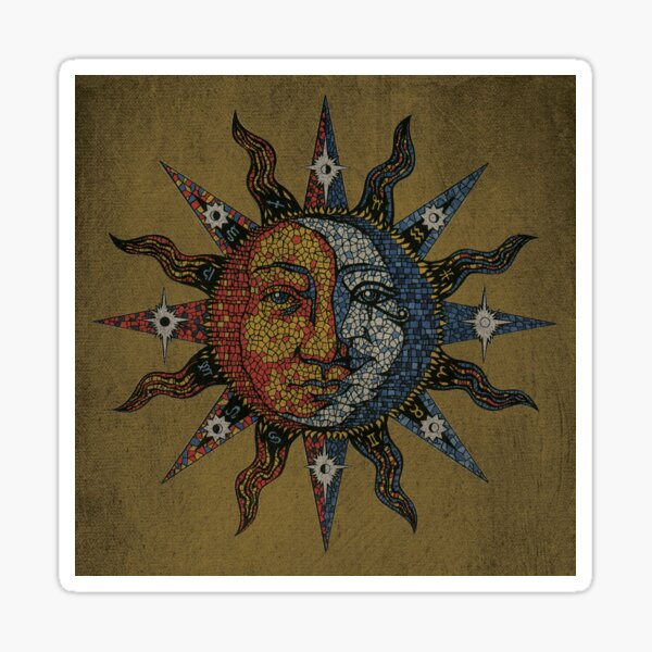 Vista previa del artículo con la obra «Vintage Celestial mosaic Sun & Moon», diseñado y vendido por sandersart.