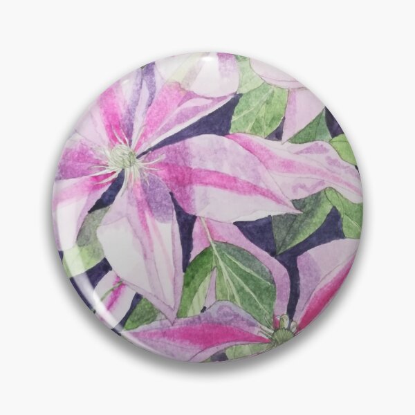 Item preview, Pink purple clematis watercolour painting  designed and sold by esvb.