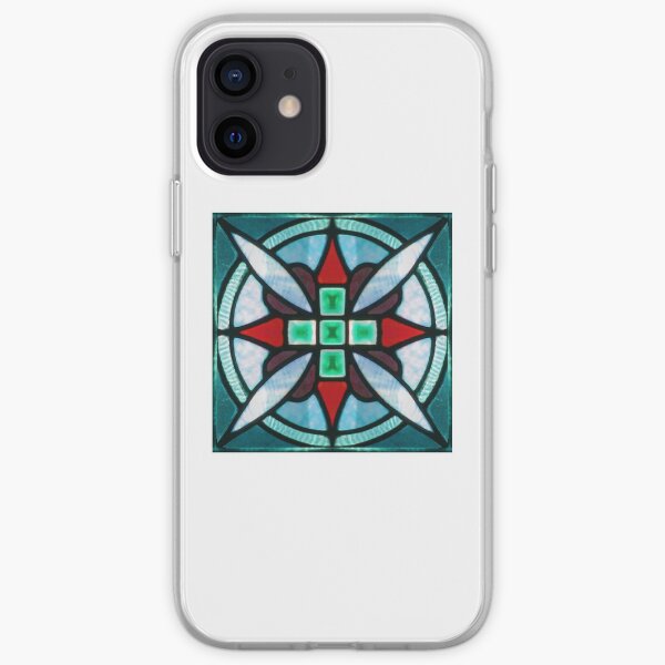 Teal and Red Stained Glass iPhone Soft Case