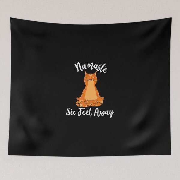 Item preview, Funny Zen Cat Yoga Namaste 6 Feet Away Meditation designed and sold by elviakenni.