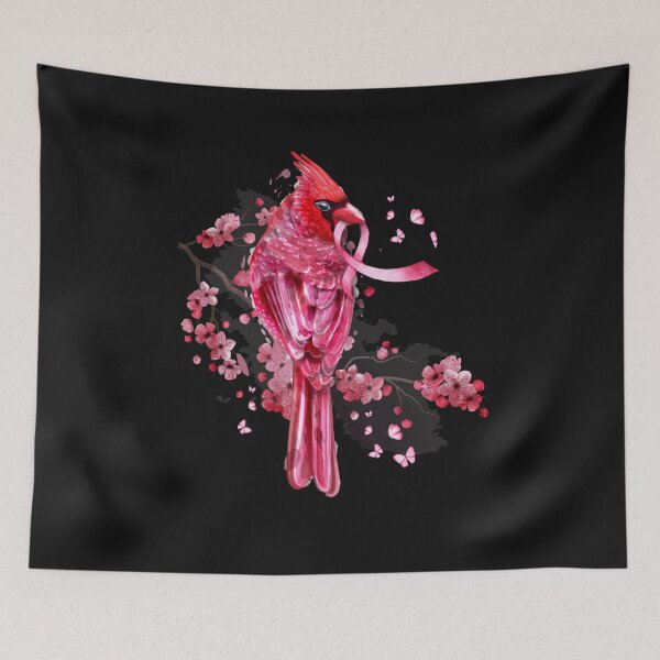 Item preview, Breast Cancer Awareness Red Cardinal Bird Ribbon designed and sold by bluebadgez.
