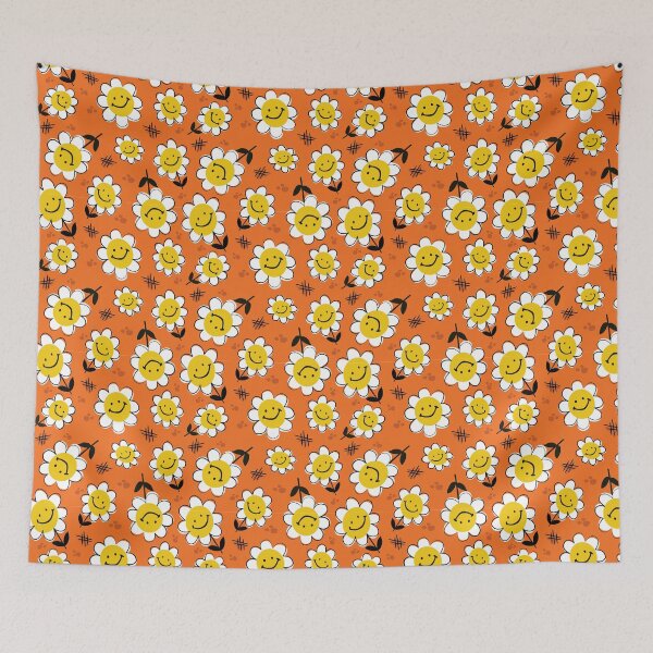 Item preview, Retro Groovy Smile Daisy Happy Smiley Face Orange Hippie  designed and sold by GypsyGoonDesign.