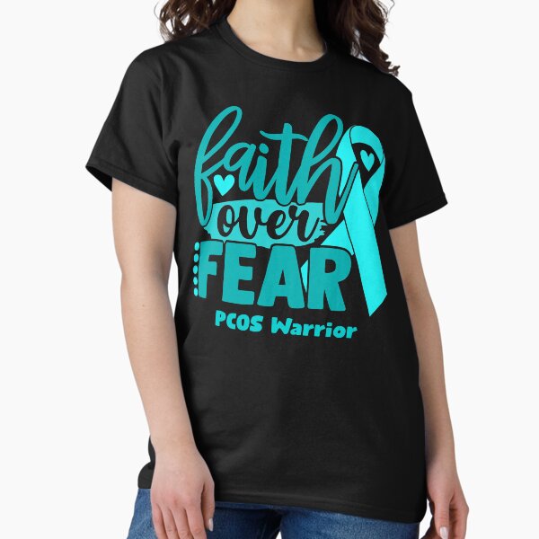 Vista previa del artículo con la obra «Faith Over Fear PCOS Warrior», diseñado y vendido por largellie.