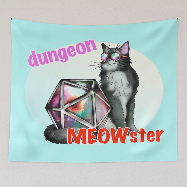 Item preview, Cool black cat dungeon meowster with D20 dnd dice designed and sold by CuisineCat.