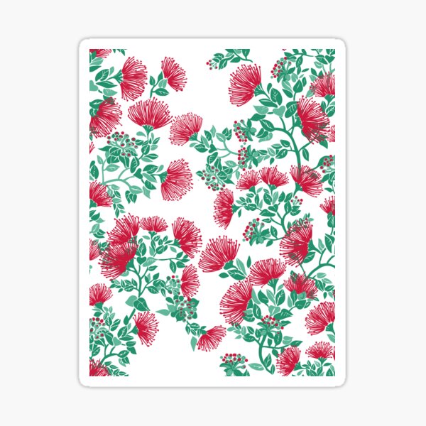 Red Hawaii 'Ohi'a Lehua on white Sticker