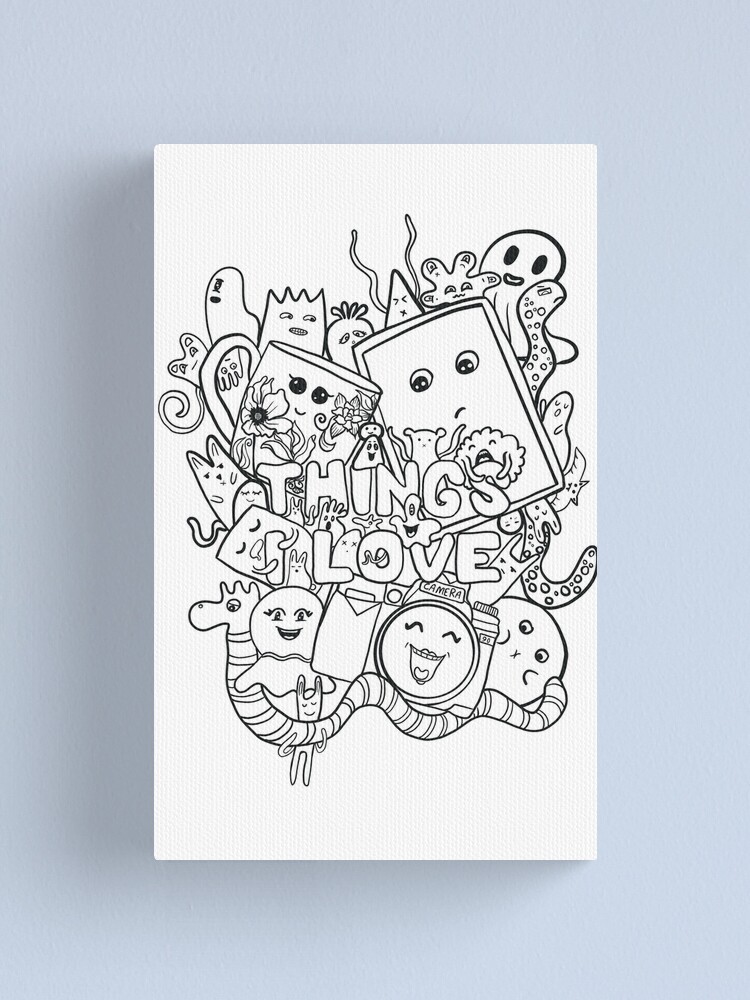 Blank Doodle art things I love Canvas Print