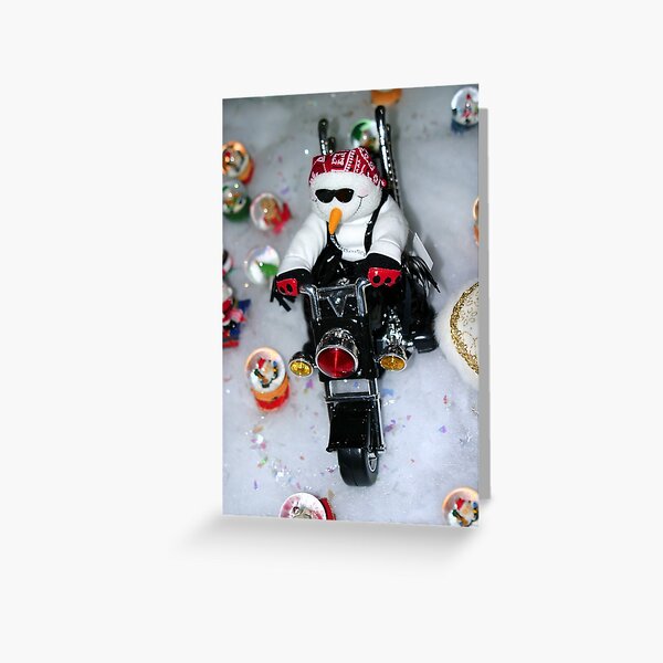 Motorcycle Snowman Greeting Card