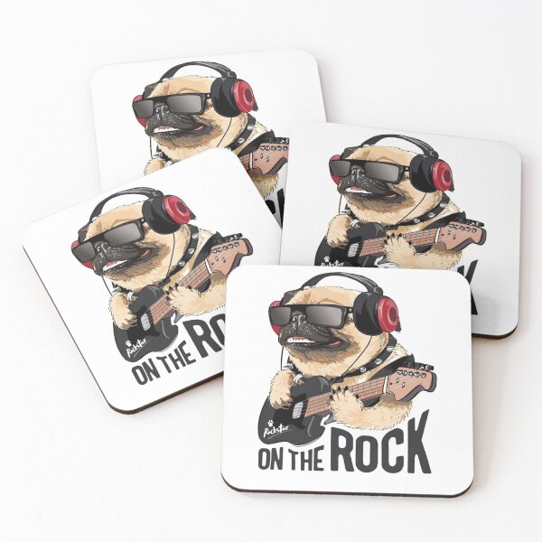 Item preview, pug dog on headphone playing guitar designed and sold by BrigitteLeota.
